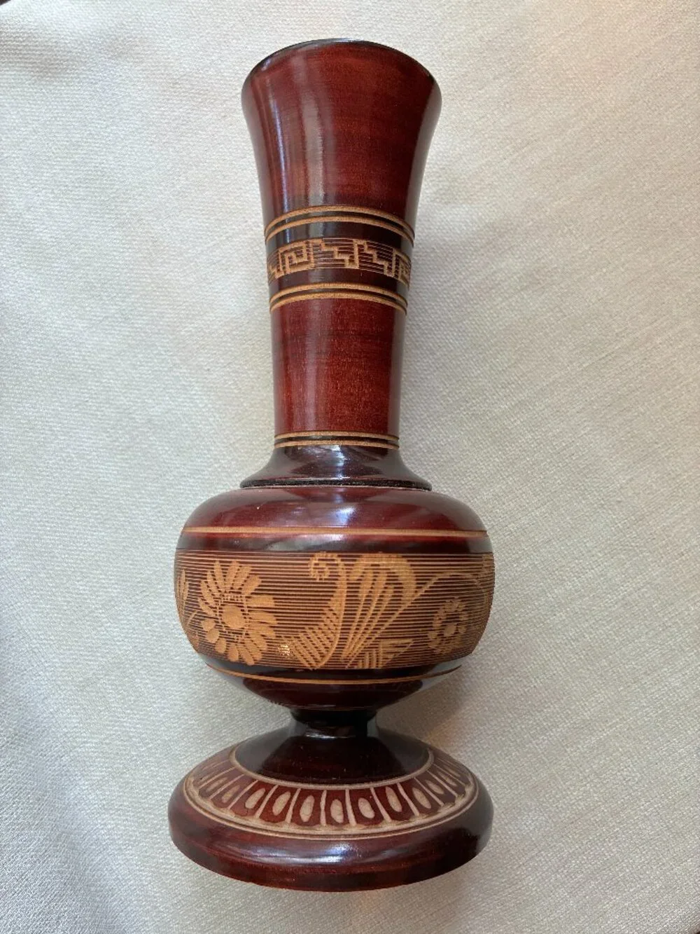Vintage Artisanal Carved Wooden Bud Vase 9
